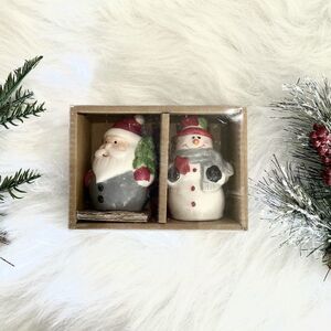 𝅺AMICI SANTA and Snowman Christmas Ceramic salt and pepper Shakers